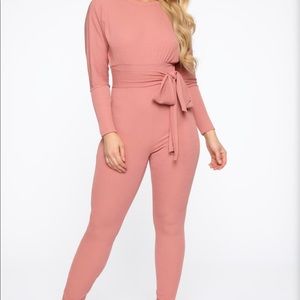 Down for the lounge Mauve Jumpsuit- it’s not tan